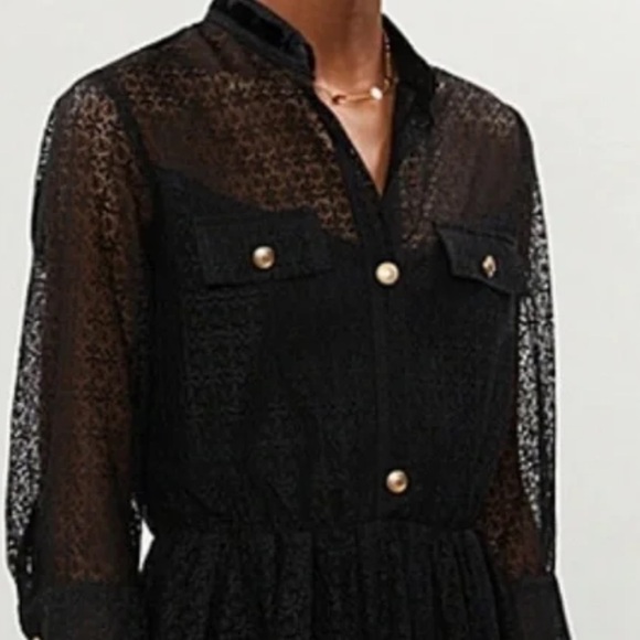 MAJE Ramona velvet trimmed lace mini dress size 3=Large NWT - Picture 3 of 12